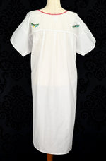 White ORO IMPORT Hand Embroidered Oaxacan Mexican Maxi Dress