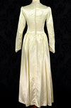 Vintage 80's Satin Ivory Princess Cut Long Sleeve Wedding Dress - WOUNDED