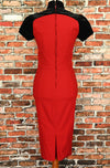 Red & Black Velvet PINUP COUTRE Keyhole Rockabilly Wiggle Dress - S