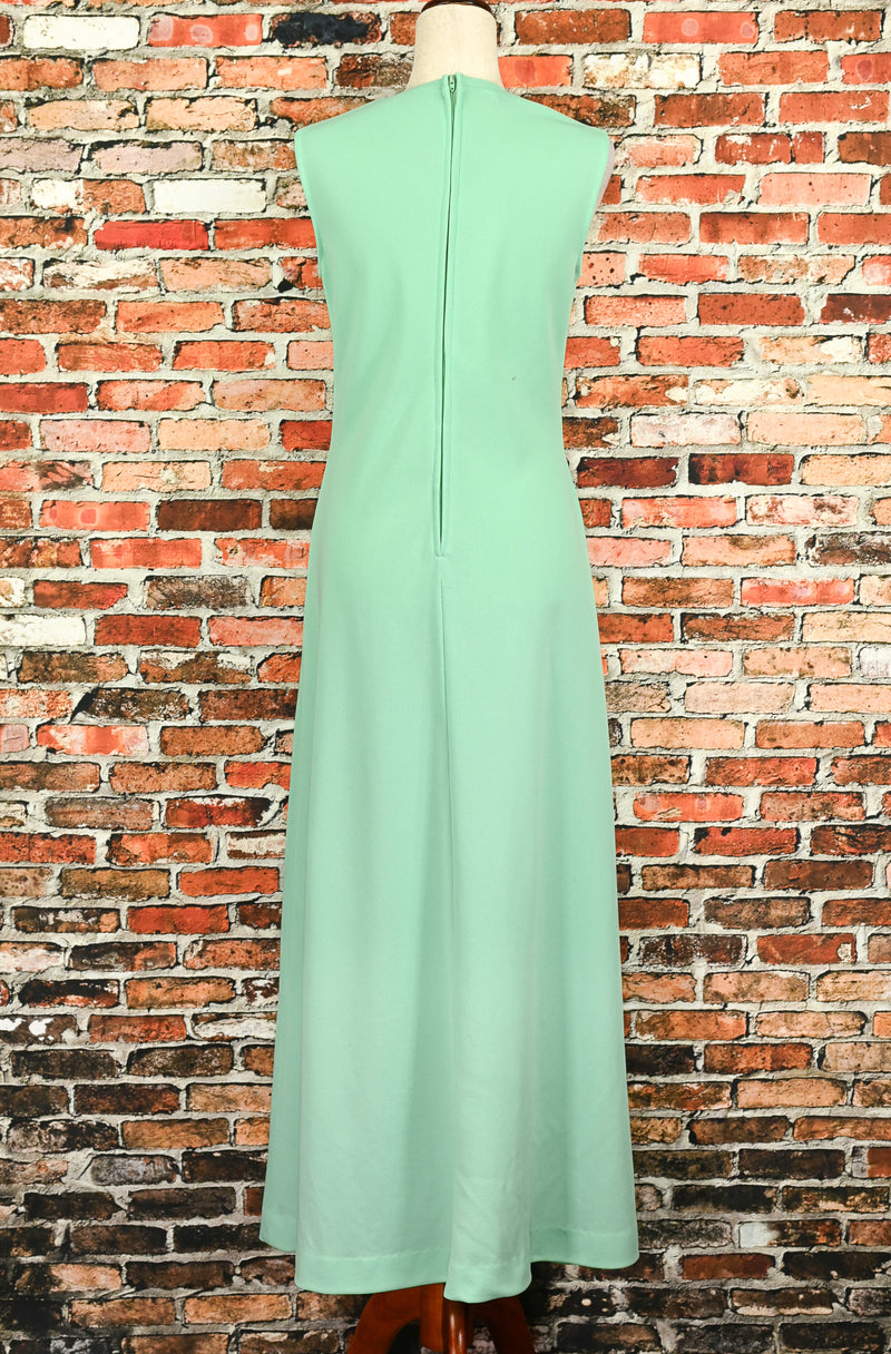 sears green dress Vintage 60s Blue Fashions Polyester Maxi Vacation & Resort Collection