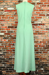 Vintage 60s Blue Green SEARS Fashions Polyester Maxi Dress