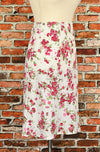 Vintage White & Pink Floral REFERENCE Polyester Midi Skirt - Med