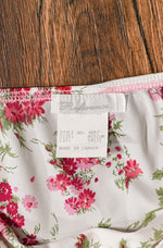 Vintage White & Pink Floral REFERENCE Polyester Midi Skirt - Med