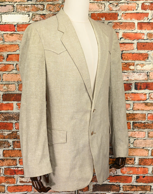 Vintage 70s Beige & White Tweed PANHANDLE SLIM Western Sports Coat - 44L