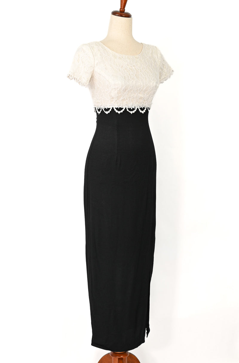 Vintage 90s Black & White Lace JESSICA MCCLINTOCK For Dillard's Short – Barrio Boutique