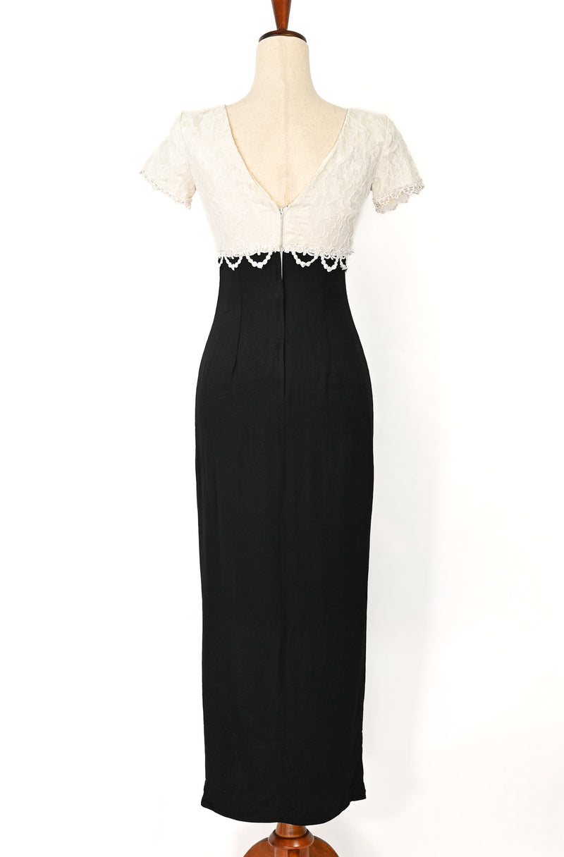 Vintage 90s Black & White Lace JESSICA MCCLINTOCK For Dillard's Short – Barrio Boutique