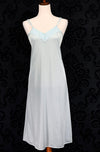 Vintage 80s Light Blue Floral ROMANTIC COURT Nightgown & Robe Set - LG