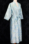 Vintage 80s Light Blue Floral ROMANTIC COURT Nightgown & Robe Set - LG