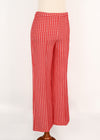 Vintage 70s Red & White Gingham Polyester Bell Bottom Pants - 10