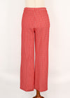 Vintage 70s Red & White Gingham Polyester Bell Bottom Pants - 10