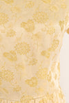 Vintage 50s/60s Gold Brocade Short Sleeve Midi Dress