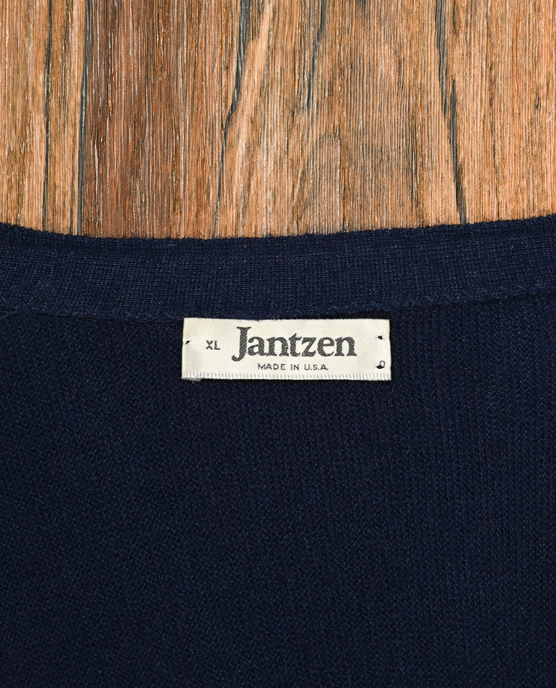 Vintage 80s Dark Blue JANTZEN Acrylic Cardigan Sweater - XL