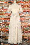 RARE Vintage 70s White Lace Palazzo Pant Style High Collar Wedding Dress