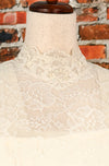 RARE Vintage 70s White Lace Palazzo Pant Style High Collar Wedding Dress