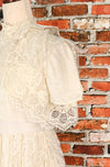 RARE Vintage 70s White Lace Palazzo Pant Style High Collar Wedding Dress