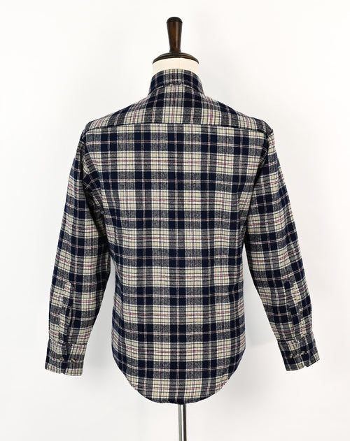 Vintage 80s Dark Blue & Beige Plaid NORTHWEST TERRITORY Flannel Long Sleeve Button Up Shirt - M