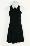 Vintage 90s Green Velvet JESSICA McCLINTOCK Collared Mini Dress