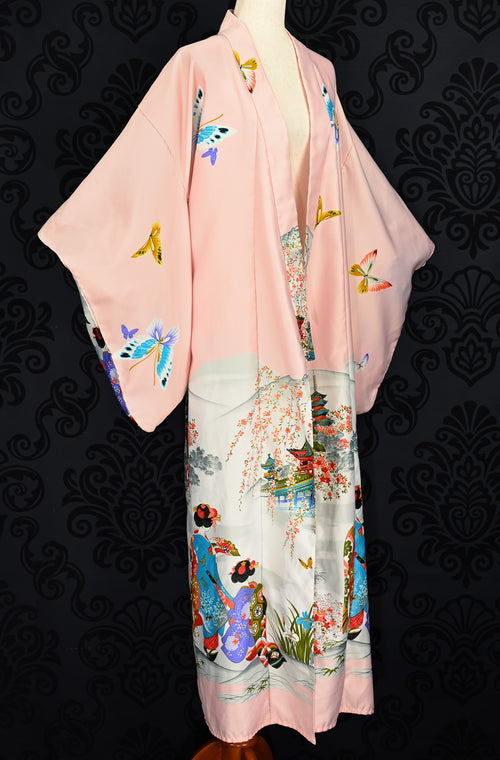 Vintage Pink Geisha Design ICHI BAN Kimono