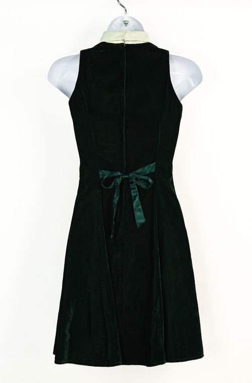 Vintage 90s Green Velvet JESSICA McCLINTOCK Collared Mini Dress
