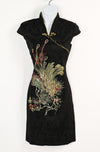 Black Floral Traditional Chinese Phoenix Cheongsam Qipao Dress