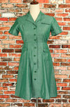 Vintage 50s/60s Green GIRL SCOUTS Cotton Button Up Uniform Dress