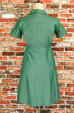 Vintage 50s/60s Green GIRL SCOUTS Cotton Button Up Uniform Dress