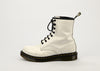 White Leather DR. MARTENS 8 Eyelet Lace Up Combat Boots - 10