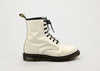 White Leather DR. MARTENS 8 Eyelet Lace Up Combat Boots - 10