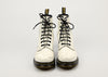 White Leather DR. MARTENS 8 Eyelet Lace Up Combat Boots - 10