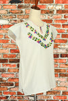 Handmade White Embroidered Mexican Peasant Top