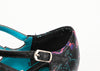 Black Bow Print T.U.K. 3-Strap Chunky Heel Shoes - 10