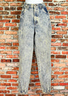 Vintage 80s CHIC Acid Wash High Waisted Jeans w/ Back Cinch - 13