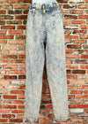 Vintage 80s CHIC Acid Wash High Waisted Jeans w/ Back Cinch - 13