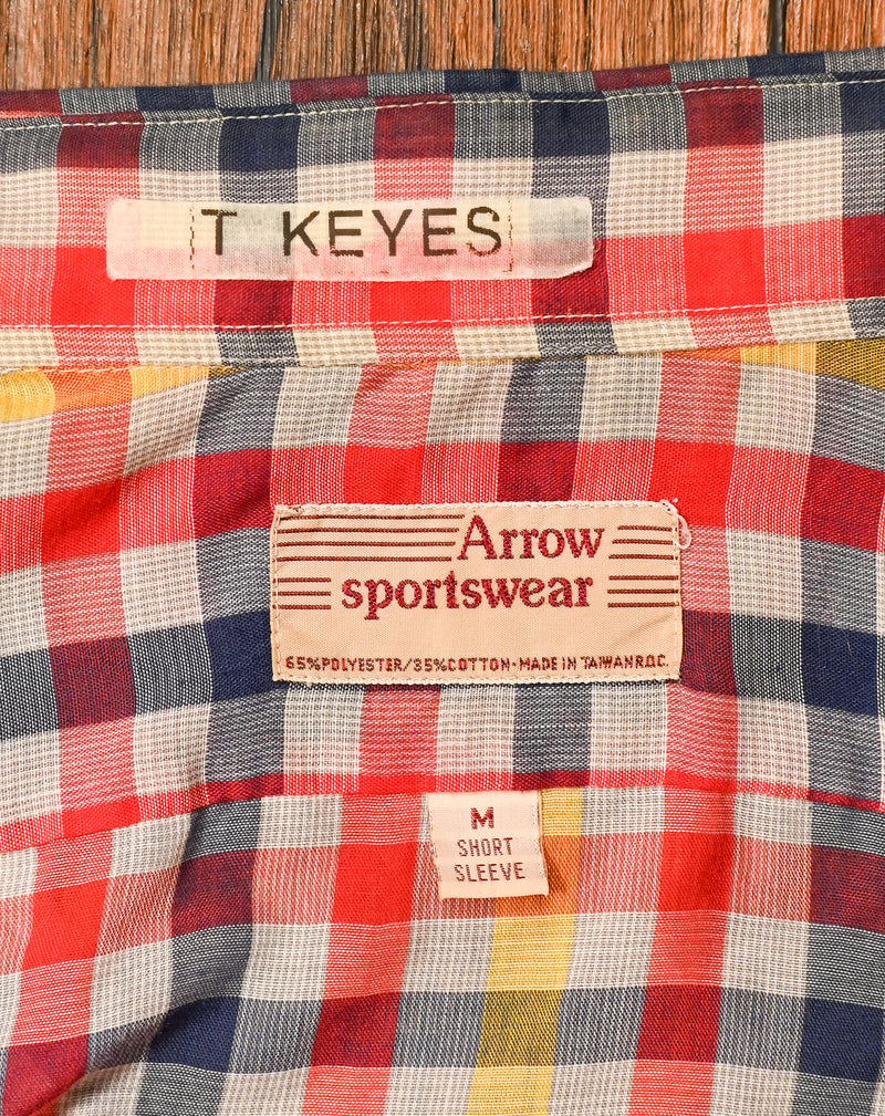 Vintage 90s Plaid ARROW SPORTSWEAR Short Sleeve Button Up Shirt - M