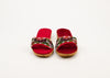 Vintage 50s/60s Beaded Peep Toe Faux Fur Mules