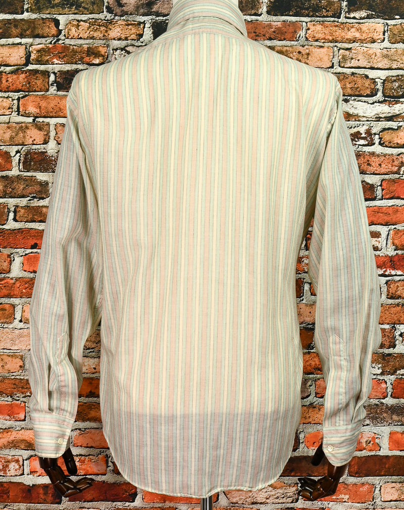 Vintage Brown & Green Striped STECK'S WEAR-HAUS Long Sleeve Button Up