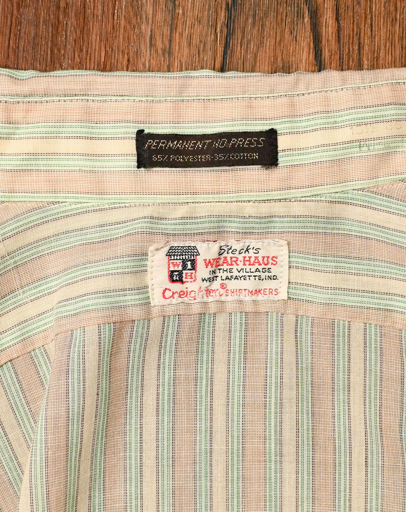 Vintage Brown & Green Striped STECK'S WEAR-HAUS Long Sleeve Button Up