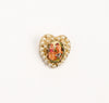Vintage 60s Gold Tone KARU 5TH AVENUE Heart Shaped Pearl Brooch w/ Victorian Scene