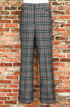 Vintage 60s/70s Grey & Blue Plaid KIVY BY MADEWELL Cuffed Polyester Dress Pants