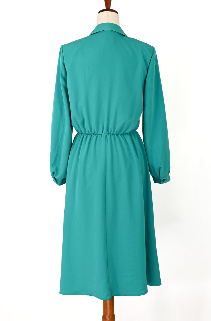 anthony green dress Vintage 80s Teal Polyester RICHARDS Long Sleeve Button U – Barrio Boutique Ming Dynasty Fashion