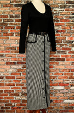 Vintage 70s Black & White Gingham LESLIE FAY ORIGINAL Maxi Dress