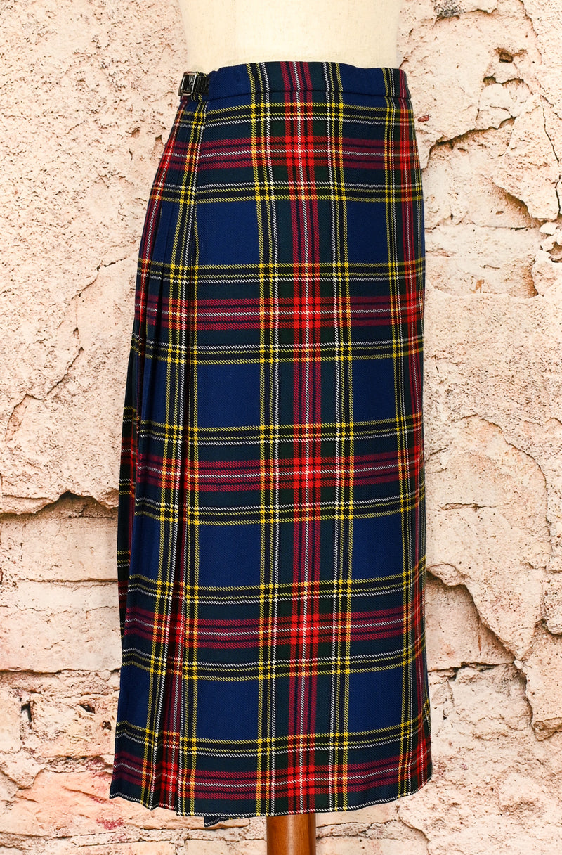 Vintage 80s/90s JEDBURGH KILTMAKERS Tartan Plaid Pleated Wool Kilt Skirt - 16