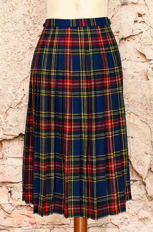 Vintage 80s/90s JEDBURGH KILTMAKERS Tartan Plaid Pleated Wool Kilt Skirt - 16