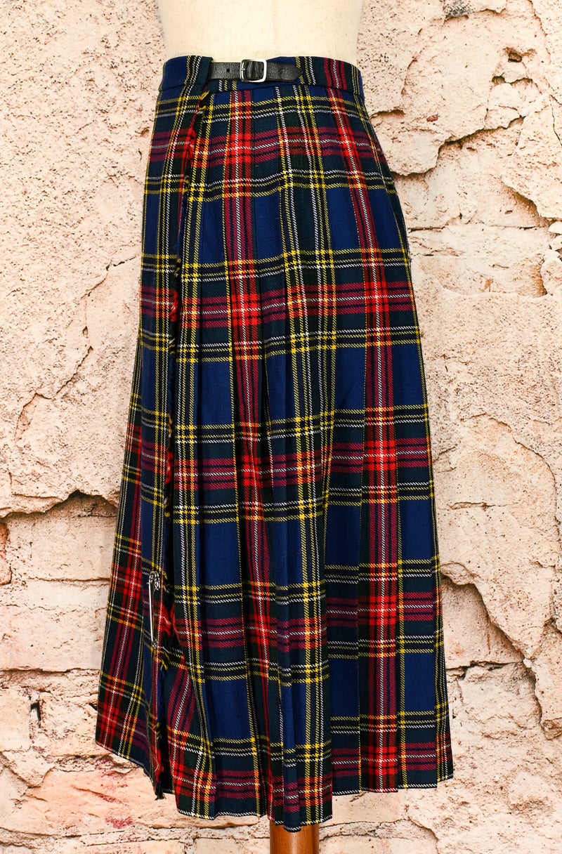 Vintage 80s/90s JEDBURGH KILTMAKERS Tartan Plaid Pleated Wool Kilt Skirt - 16