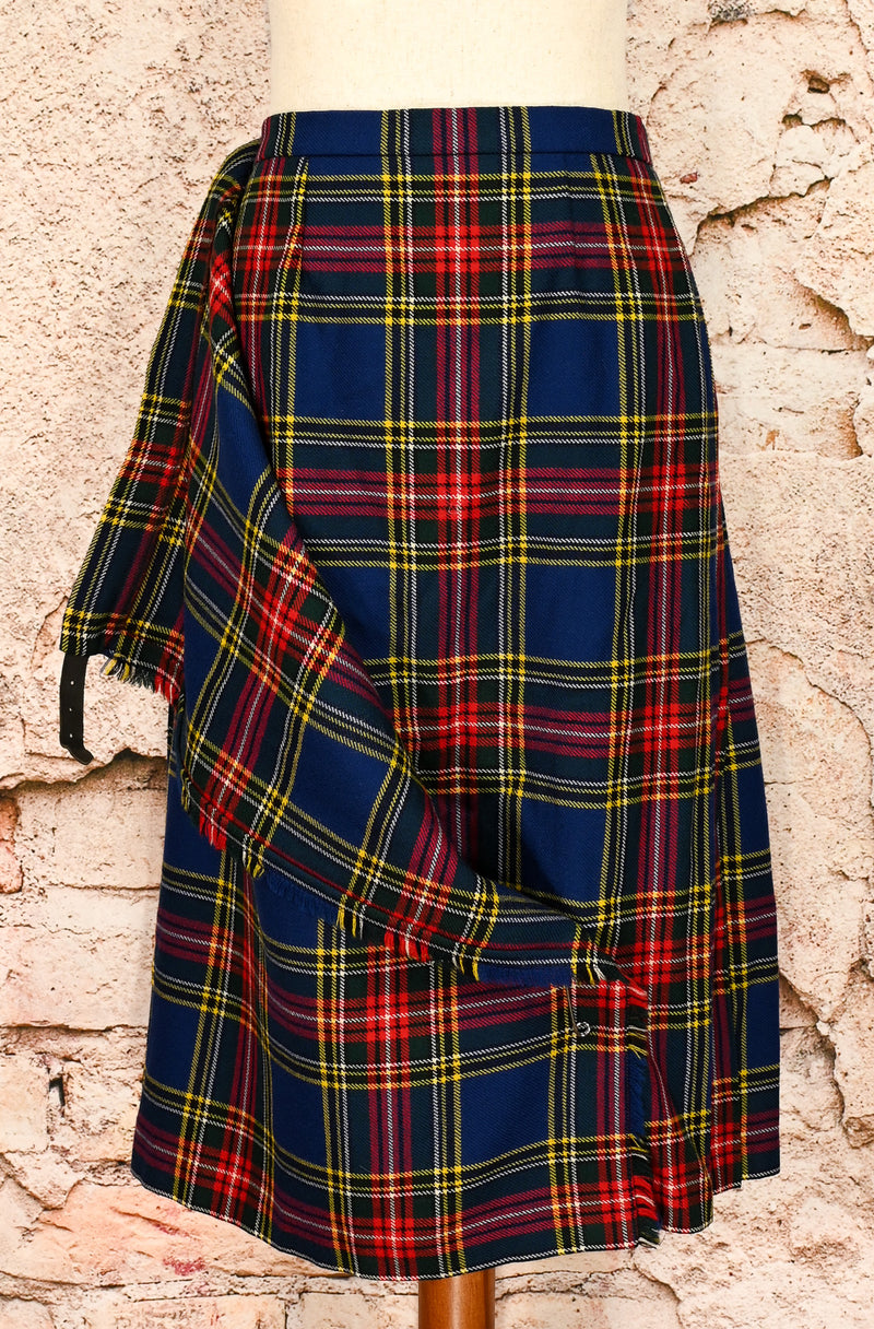 Vintage 80s/90s JEDBURGH KILTMAKERS Tartan Plaid Pleated Wool Kilt Skirt - 16