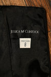 Vintage 2000s Black JESSICA McCLINTOCK Grey Floral Detailing Strapless Mini Dress - 8