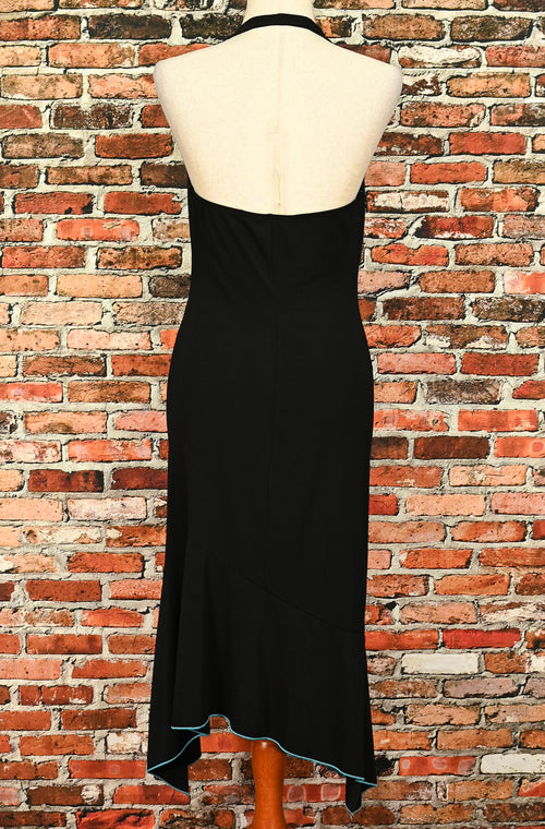 Vintage 90s/2000s Black BYER TOO! Asymmetrical Hem Halter Dress - L