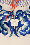 DEADSTOCK - 1940s Sheer White Nylon & Blue Floral Embroidery Mexican Peasant Top Blouse