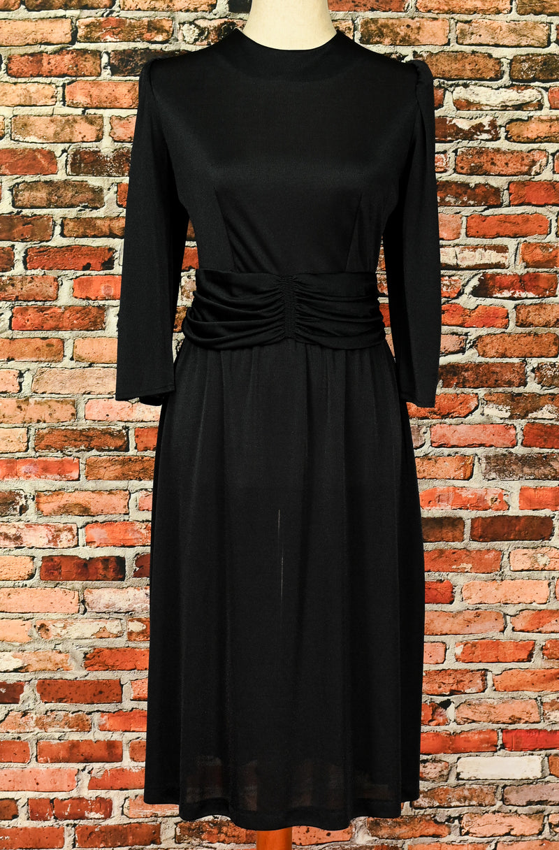 Vintage 80s Black OPENING NIGHT 3/4 Sleeve Dress - 10