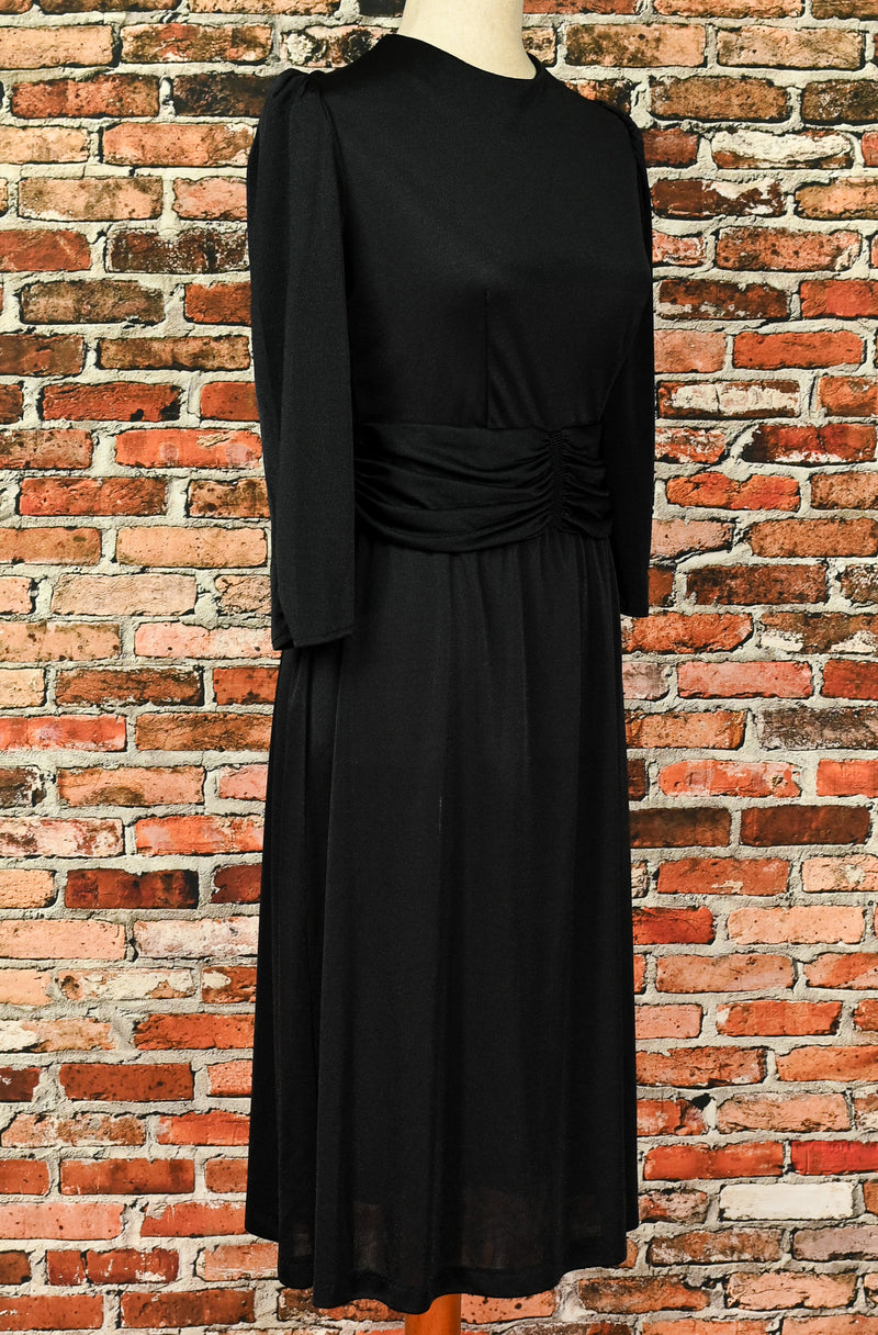 Vintage 80s Black OPENING NIGHT 3/4 Sleeve Dress - 10